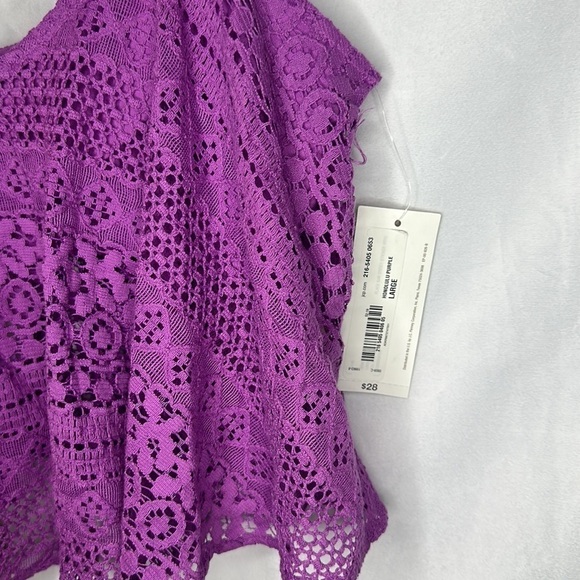 NWT DECREE PURPLE CROCHET FLOWY CROP TOP (Large) - Picture 4 of 5